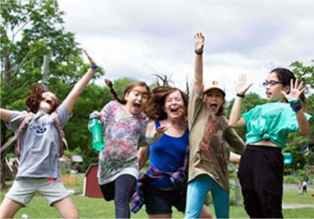 kids jumping at camp